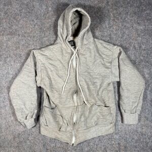 AFCO‎ Gray Zip Up Hoodie Sweatshirt Sz Youth L Thermal Waffle Knit Lined Cotton